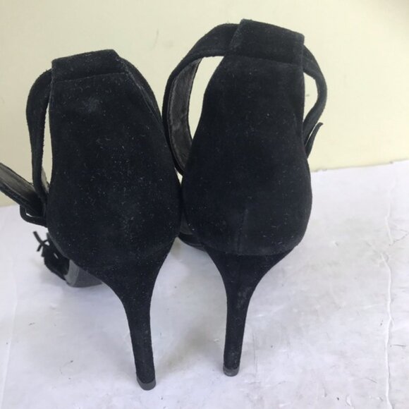 Joie Pippi Ankle Strappy Fringe Buckle Suede Heels Sandals Shoes Open Toe Goth 8 - Picture 5 of 15